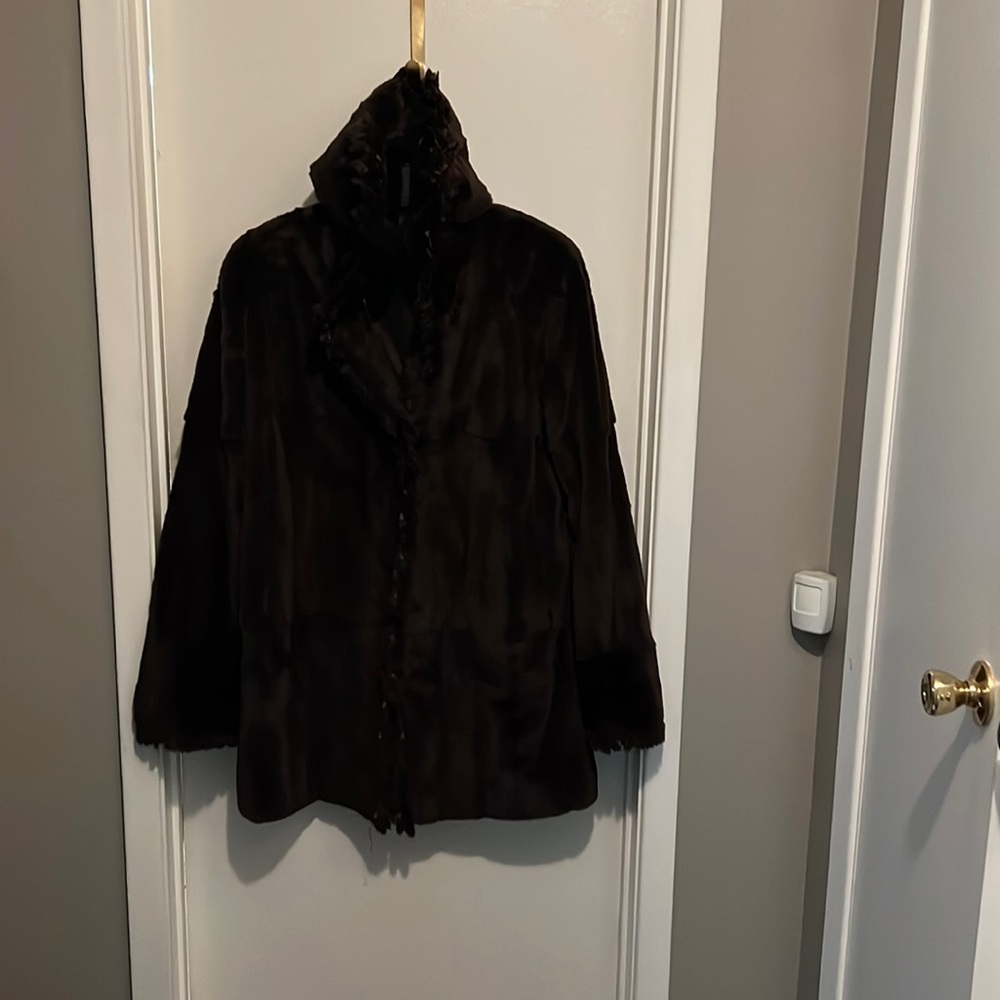 Macy’s fur vault custom designed brown mink 35” from shoulder to past hip area.
